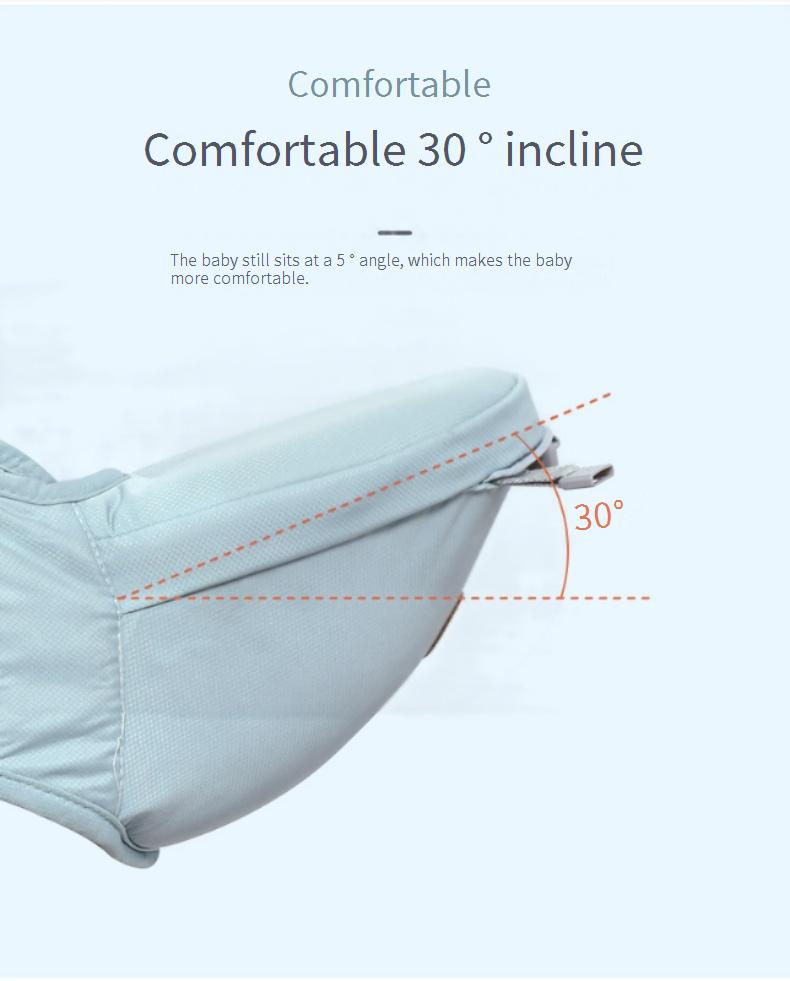 Baby carrier hip seat, single seat, usable in front or back, multi-functional.