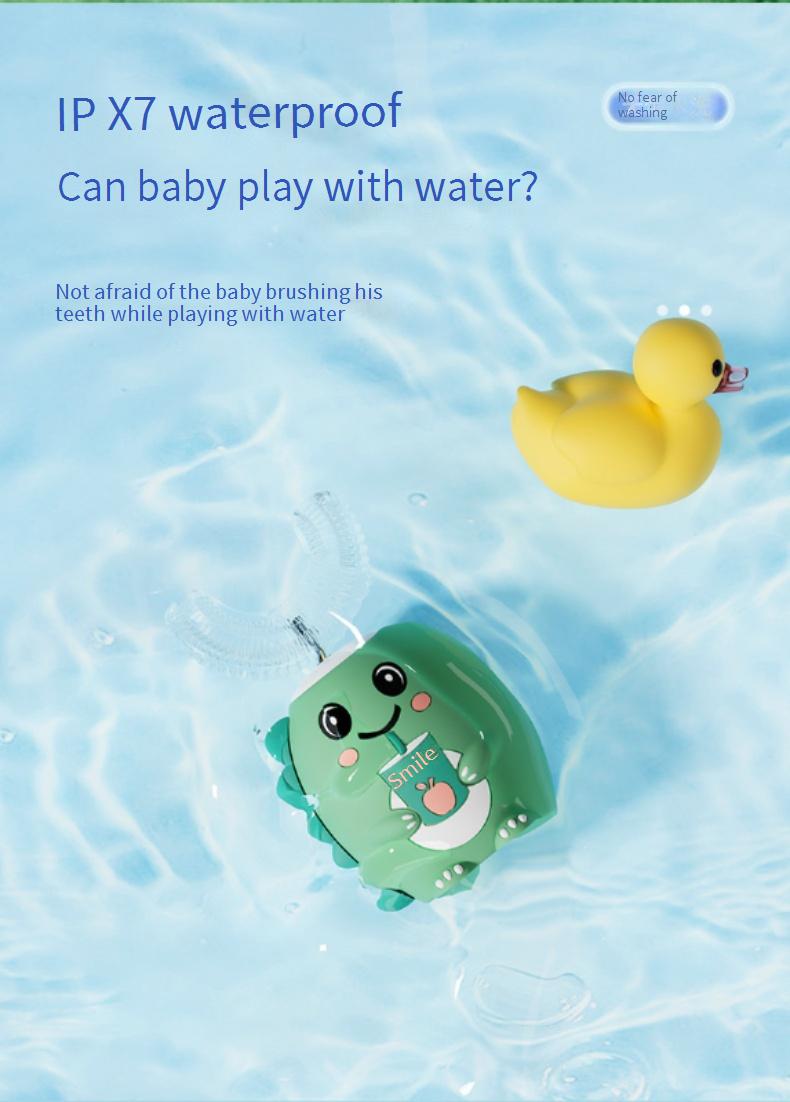 U-shaped electric toothbrush for children, rechargeable, suitable for 2-6-12 year old babies/kids