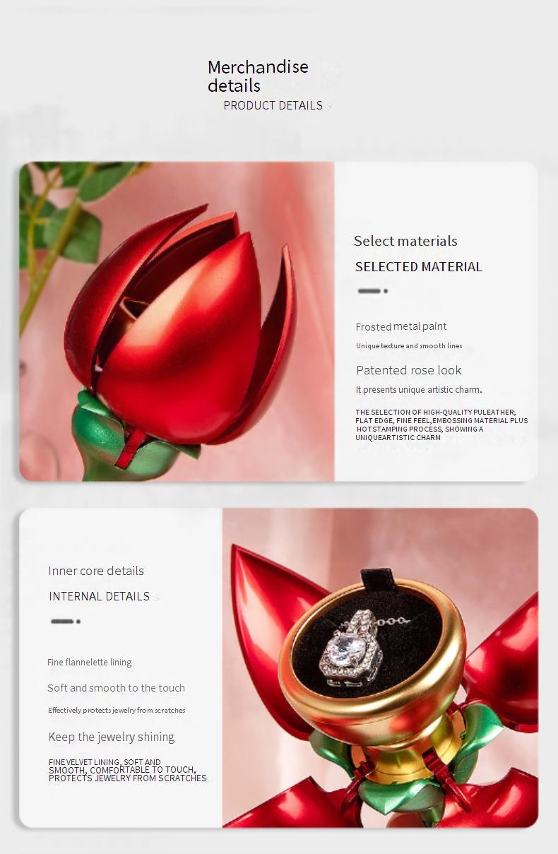 Rose gift box automatic jewelry box, Valentine's Day gift, ring and pendant jewelry box
