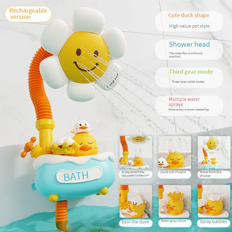 Electric shower head toy, summer water play duck baby spray shower head