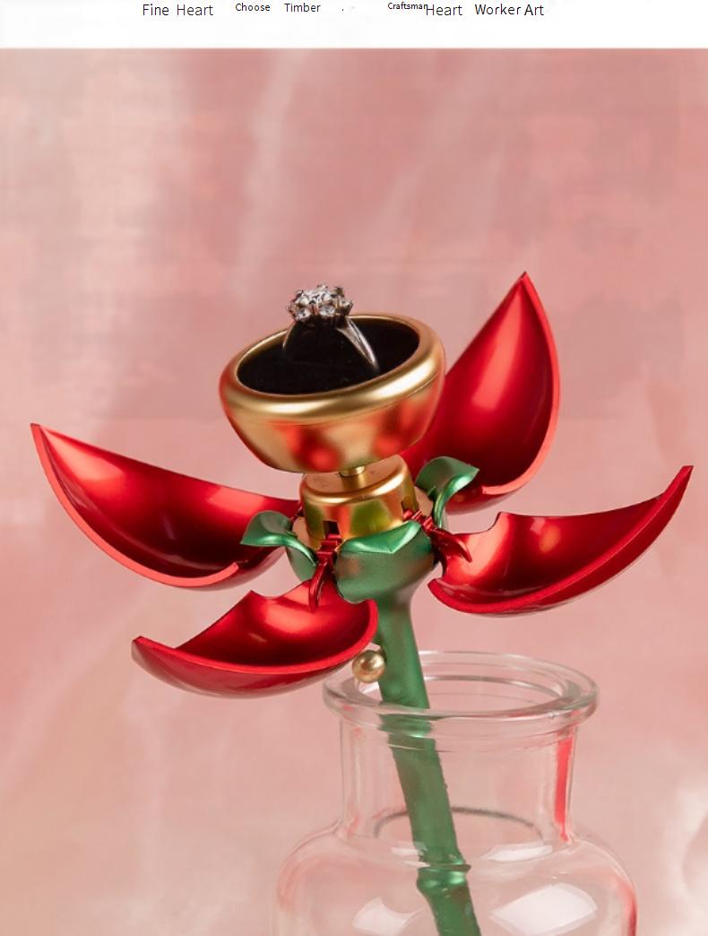 Rose gift box automatic jewelry box, Valentine's Day gift, ring and pendant jewelry box