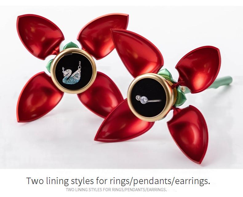 Rose gift box automatic jewelry box, Valentine's Day gift, ring and pendant jewelry box