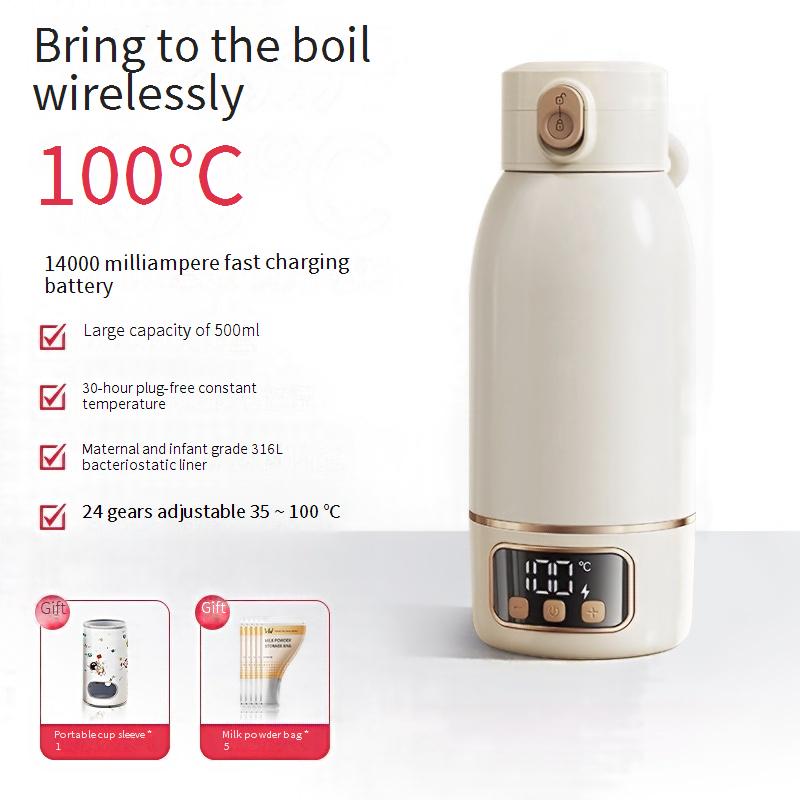 Portable Baby Bottle Warmer for Home and Travel - Fast Heating Milk and Water - Long Battery Life & Fast