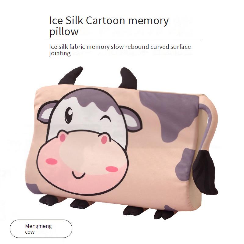 Ergonomic ice silk memory foam pillow for infants and toddlers