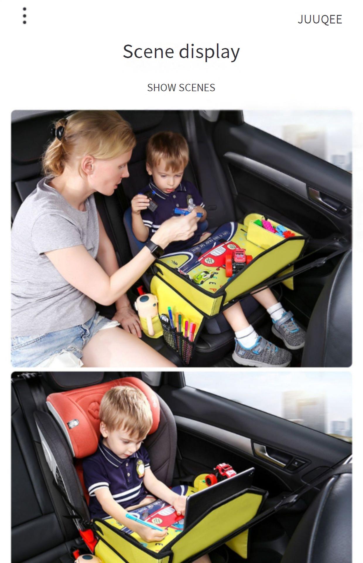 Children's soothing toy tray, car back seat baby entertainment tool, cartoon car folding table