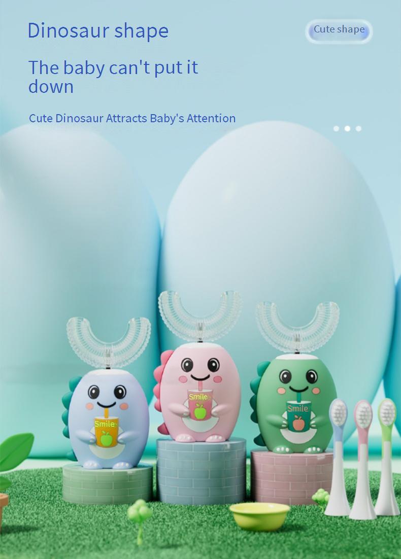 U-shaped electric toothbrush for children, rechargeable, suitable for 2-6-12 year old babies/kids