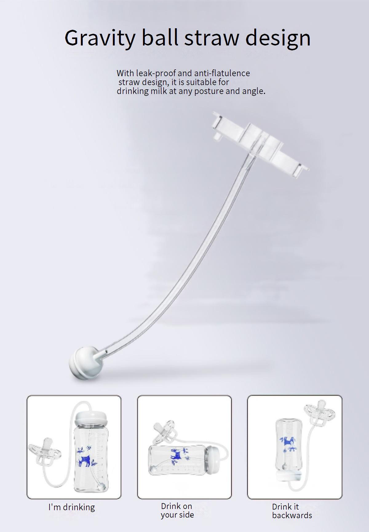 Best-selling hands-free feeding bottle, wide-mouth design, made of PP material, 300ml capacity