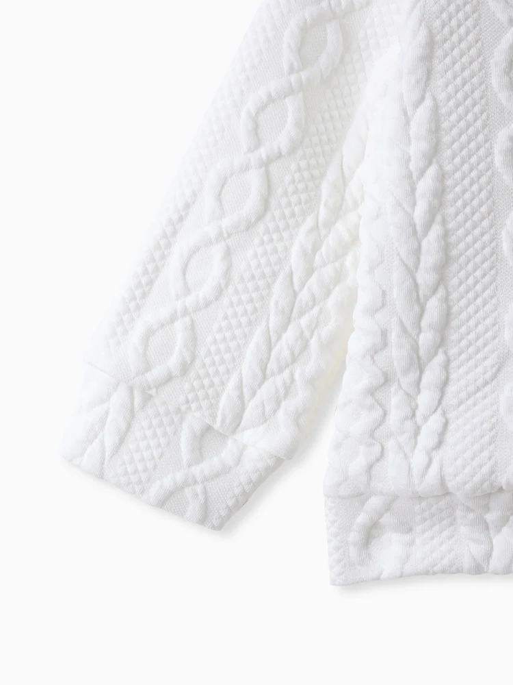 Baby Boys' and Girls' Two-Piece Solid-Color Knit Sweatshirt and Pants Set in White