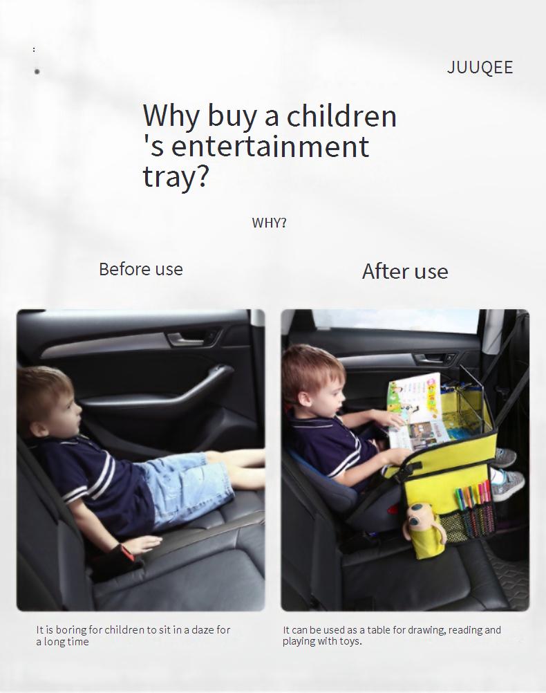 Children's soothing toy tray, car back seat baby entertainment tool, cartoon car folding table