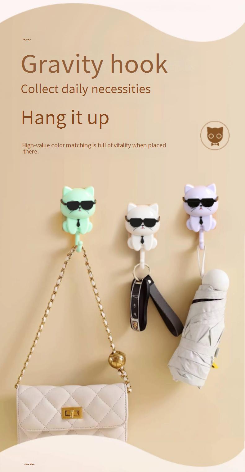 No-drilling, strong adhesive cat-shaped hooks