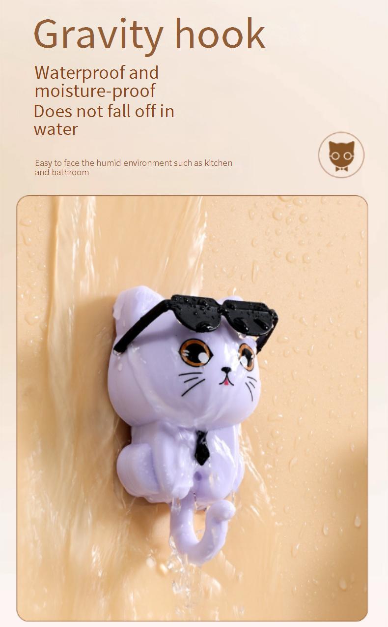 No-drilling, strong adhesive cat-shaped hooks