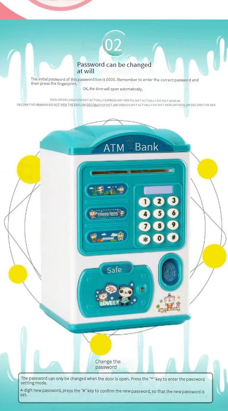 Children's large-capacity simulated intelligent money-saving machine/piggy bank with password lock