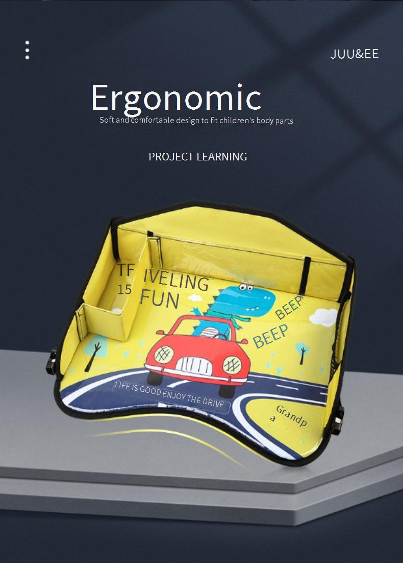 Children's soothing toy tray, car back seat baby entertainment tool, cartoon car folding table