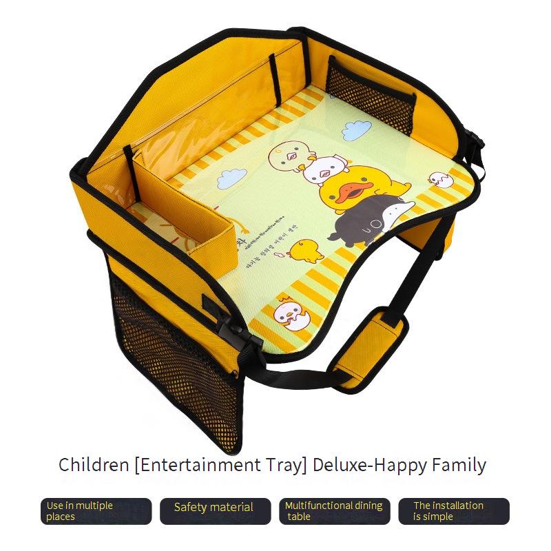 Children's soothing toy tray, car back seat baby entertainment tool, cartoon car folding table