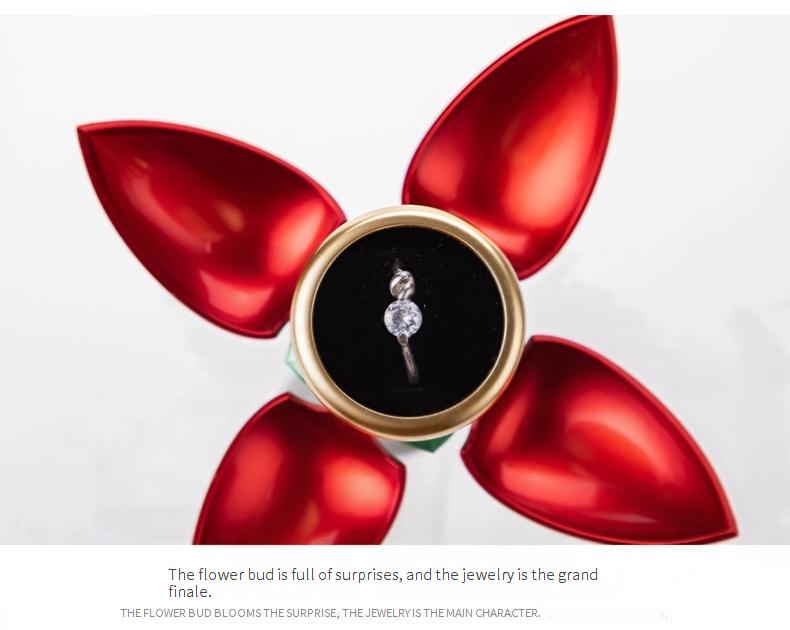 Rose gift box automatic jewelry box, Valentine's Day gift, ring and pendant jewelry box