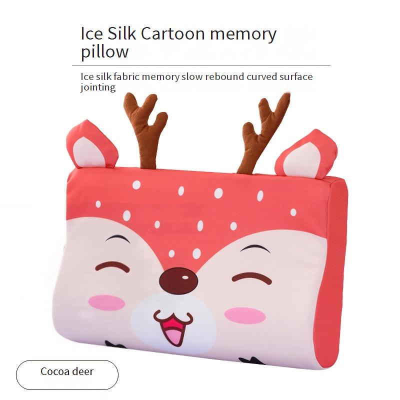 Ergonomic ice silk memory foam pillow for infants and toddlers