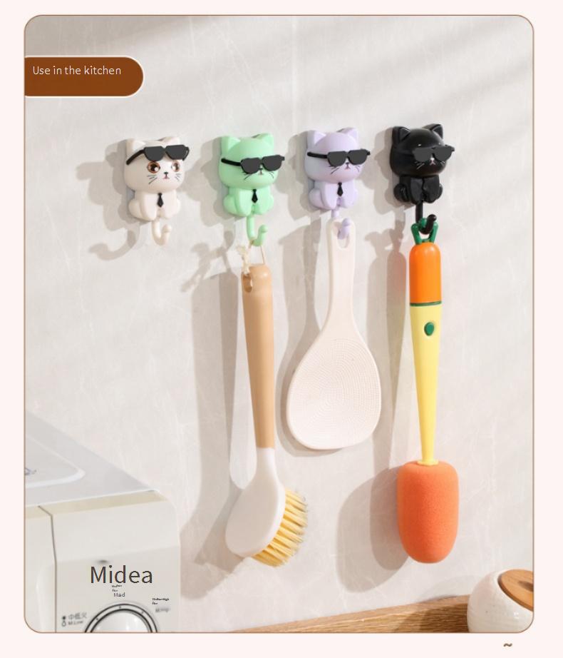 No-drilling, strong adhesive cat-shaped hooks