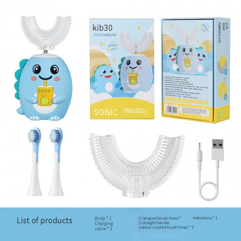 U-shaped electric toothbrush for children, rechargeable, suitable for 2-6-12 year old babies/kids