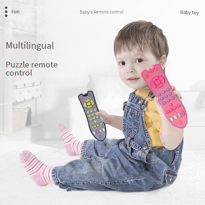 A simulated TV remote control that supports early childhood education in English, French, and Spanish