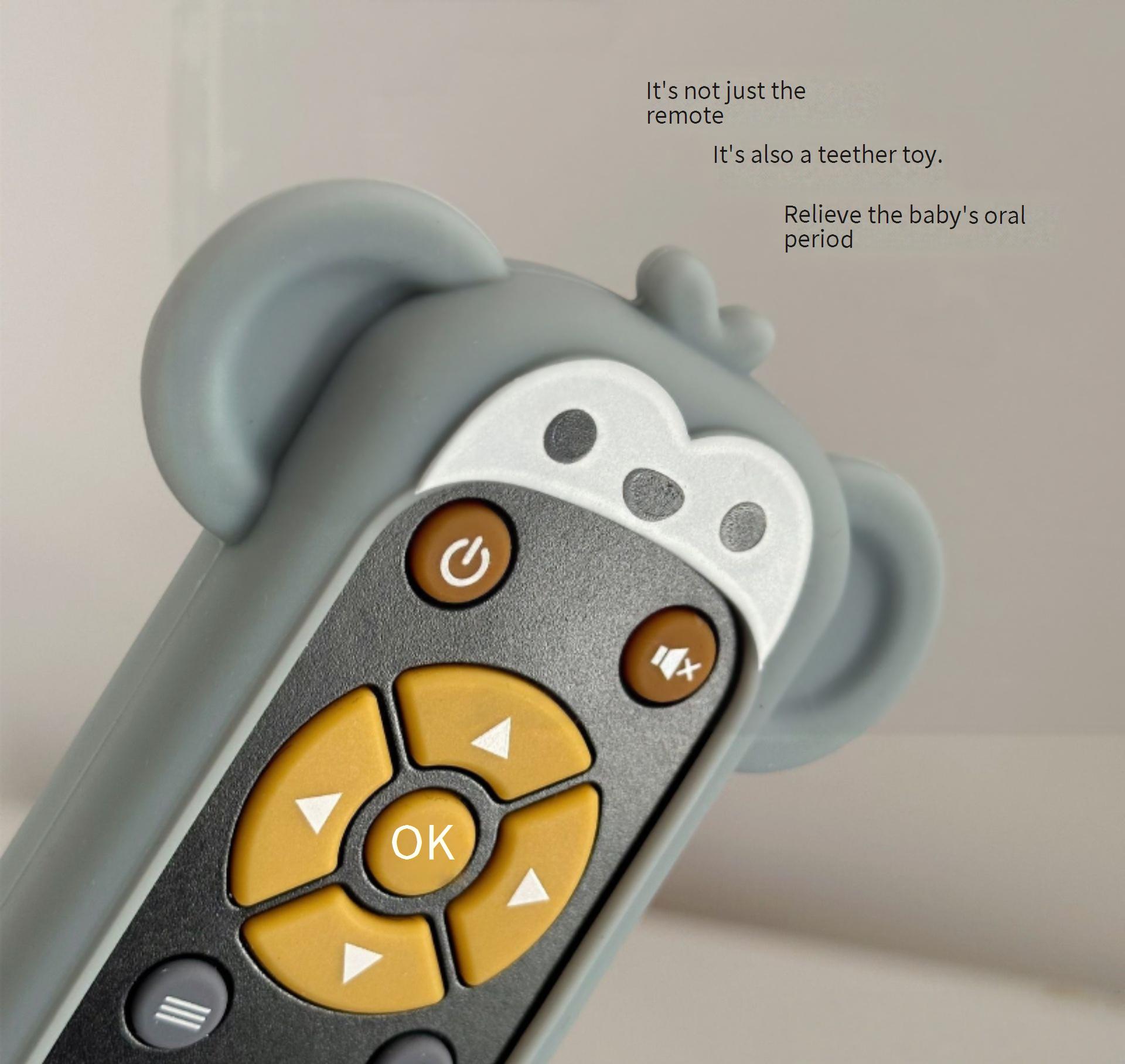 A simulated TV remote control that supports early childhood education in English, French, and Spanish