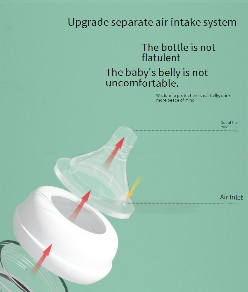 Best-selling hands-free feeding bottle, wide-mouth design, made of PP material, 300ml capacity