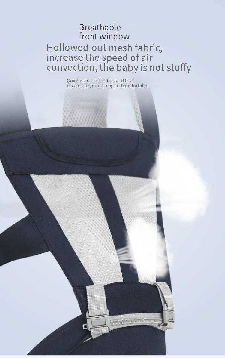 Baby carrier hip seat, single seat, usable in front or back, multi-functional.
