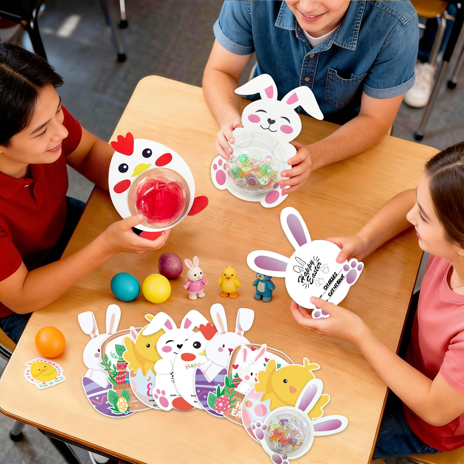 Cartoon rabbit and chick shaped holiday gift decoration box