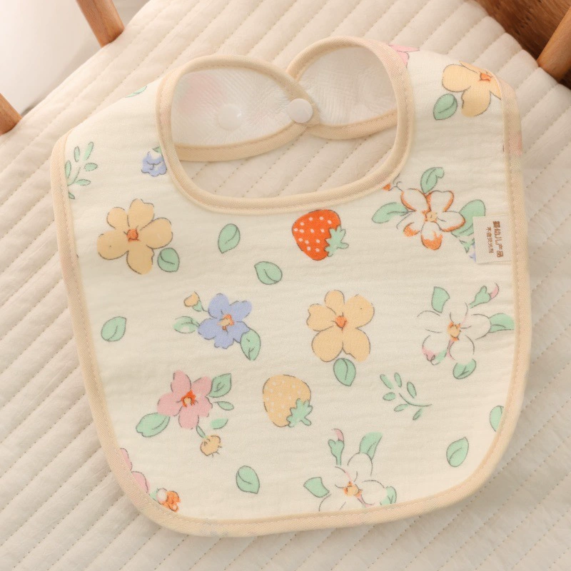 Baby Bib Class A Six-Layer Pure Cotton Gauze U-Shaped Children's Mealtime Bib Baby Anti-Spit-Up Bib with Back Snap Fastener