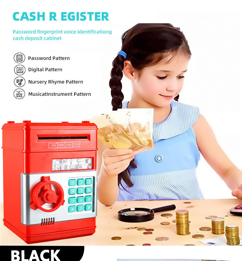 Children's large-capacity simulated intelligent money-saving machine/piggy bank with password lock