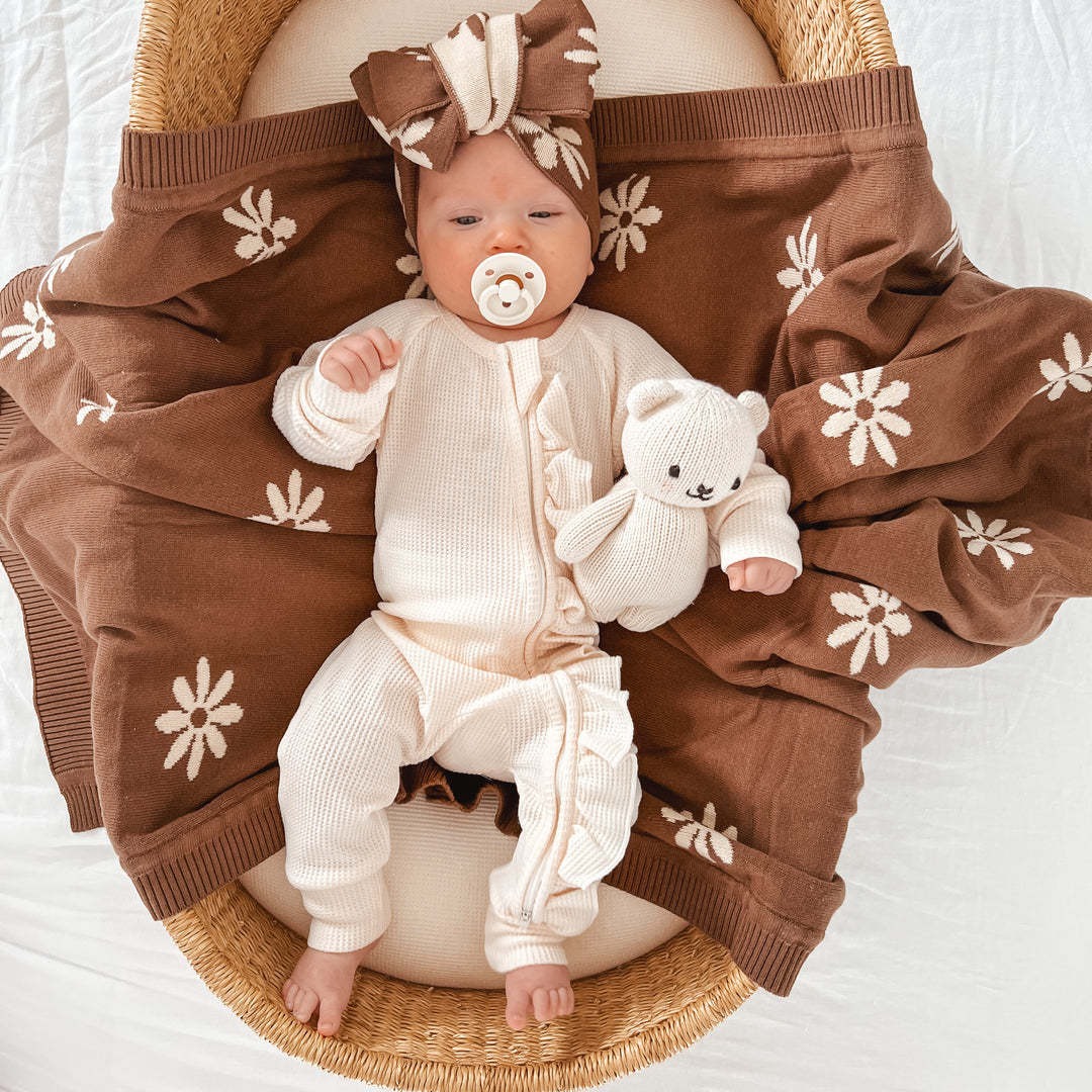 Baby Long-Sleeve Knit Waffle One-Piece