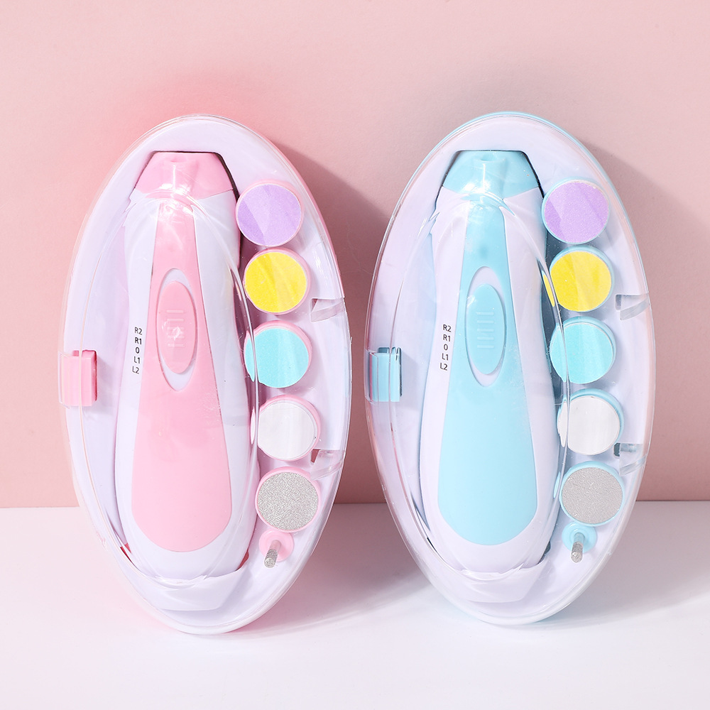 Baby Nail Clippers Baby Safe Electric Trimmer Nail File Kit for Newborn Infant Toddler Kids Toes and Fingernails - Care, Polish and Trim - 6 Grinding Heads and LED Light, Pink