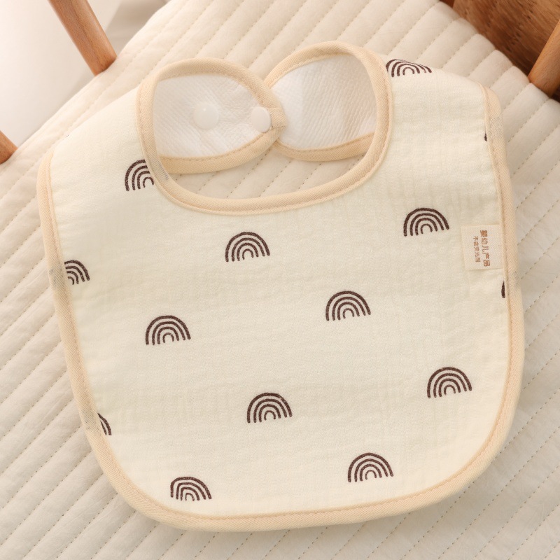 Baby Bib Class A Six-Layer Pure Cotton Gauze U-Shaped Children's Mealtime Bib Baby Anti-Spit-Up Bib with Back Snap Fastener