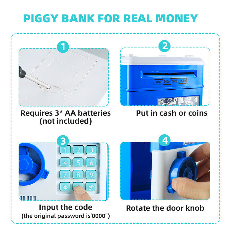 Children's large-capacity simulated intelligent money-saving machine/piggy bank with password lock