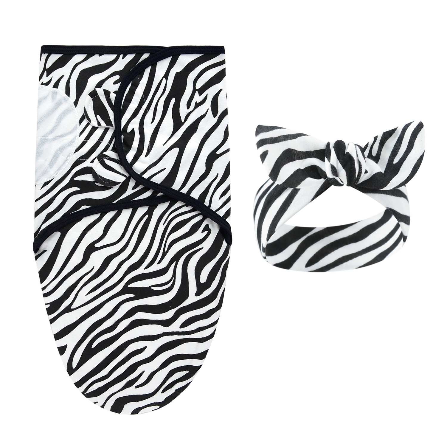 Newborn swaddle blanket, wrap, and headband set