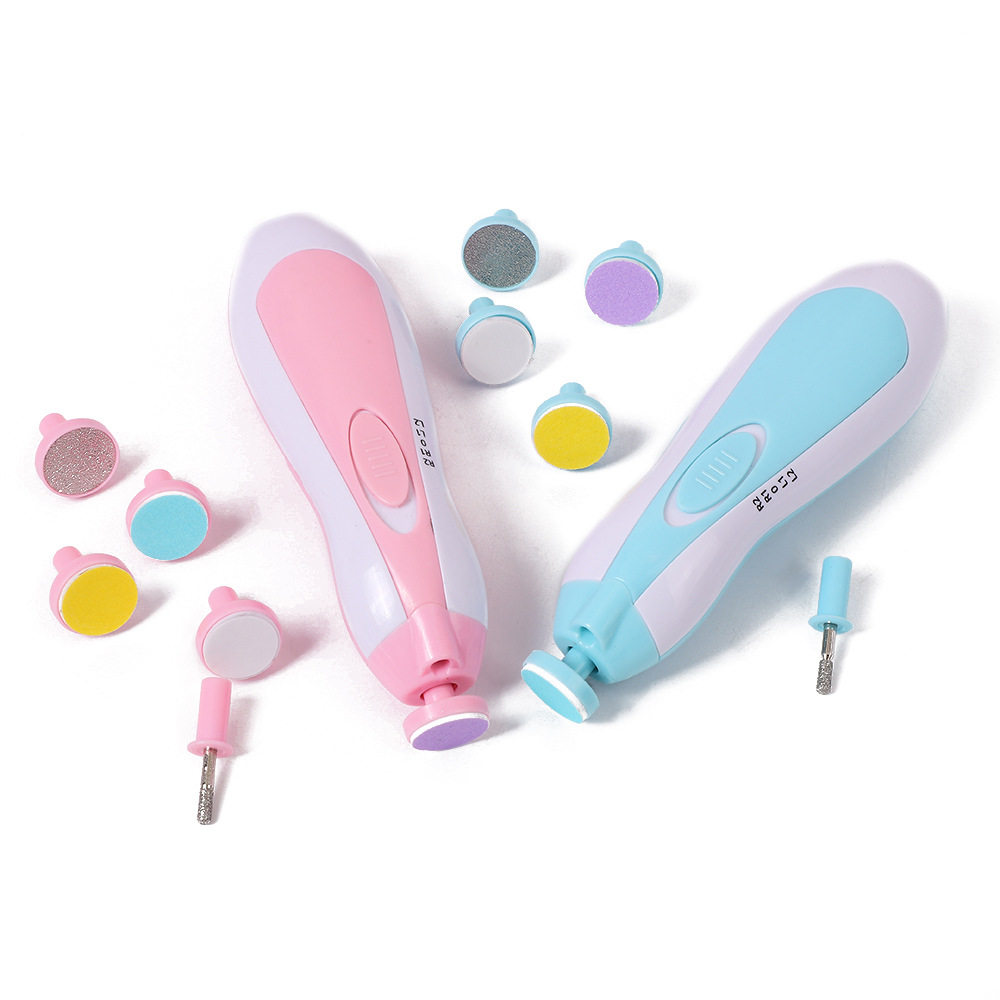 Baby Nail Clippers Baby Safe Electric Trimmer Nail File Kit for Newborn Infant Toddler Kids Toes and Fingernails - Care, Polish and Trim - 6 Grinding Heads and LED Light, Pink