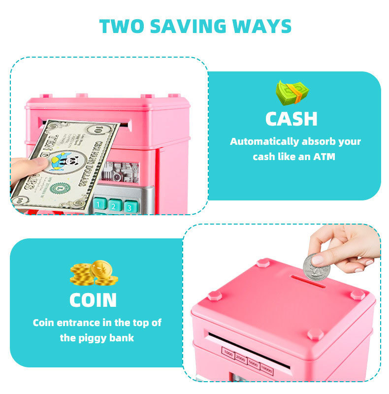 Children's large-capacity simulated intelligent money-saving machine/piggy bank with password lock