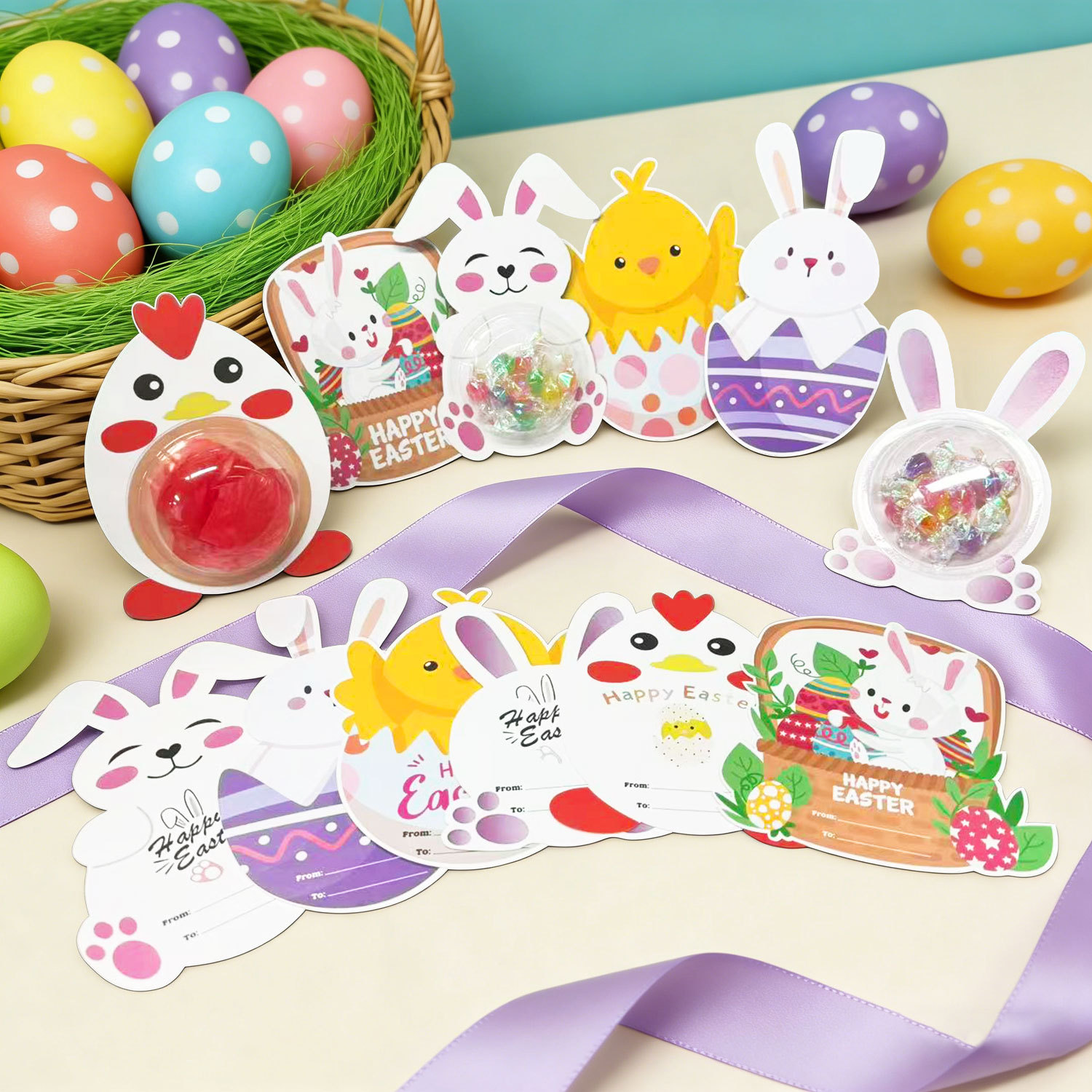 Cartoon rabbit and chick shaped holiday gift decoration box