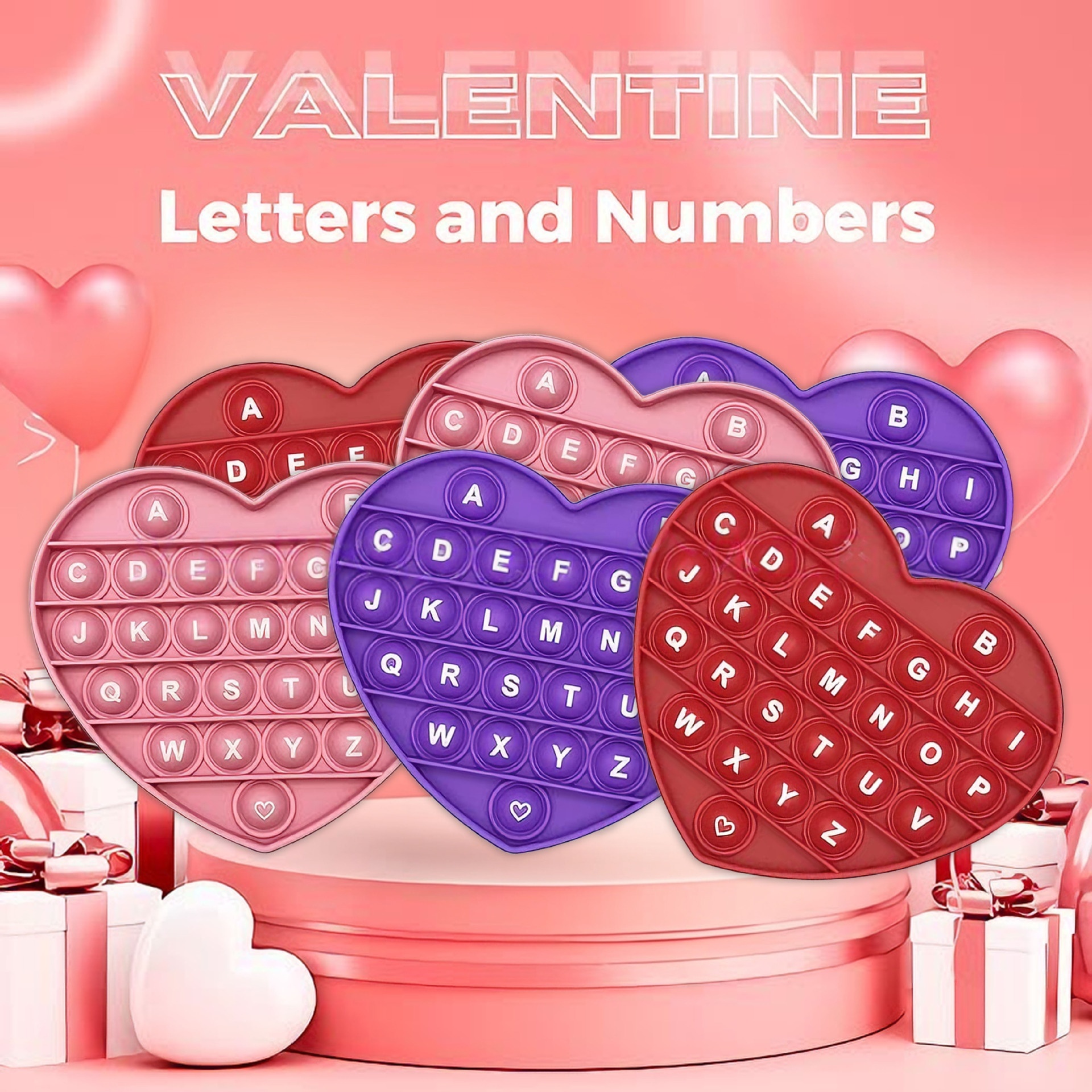 Large Heart-Shaped Alphabet Finger Bubble Fun Children's Valentine's Day Stuffing