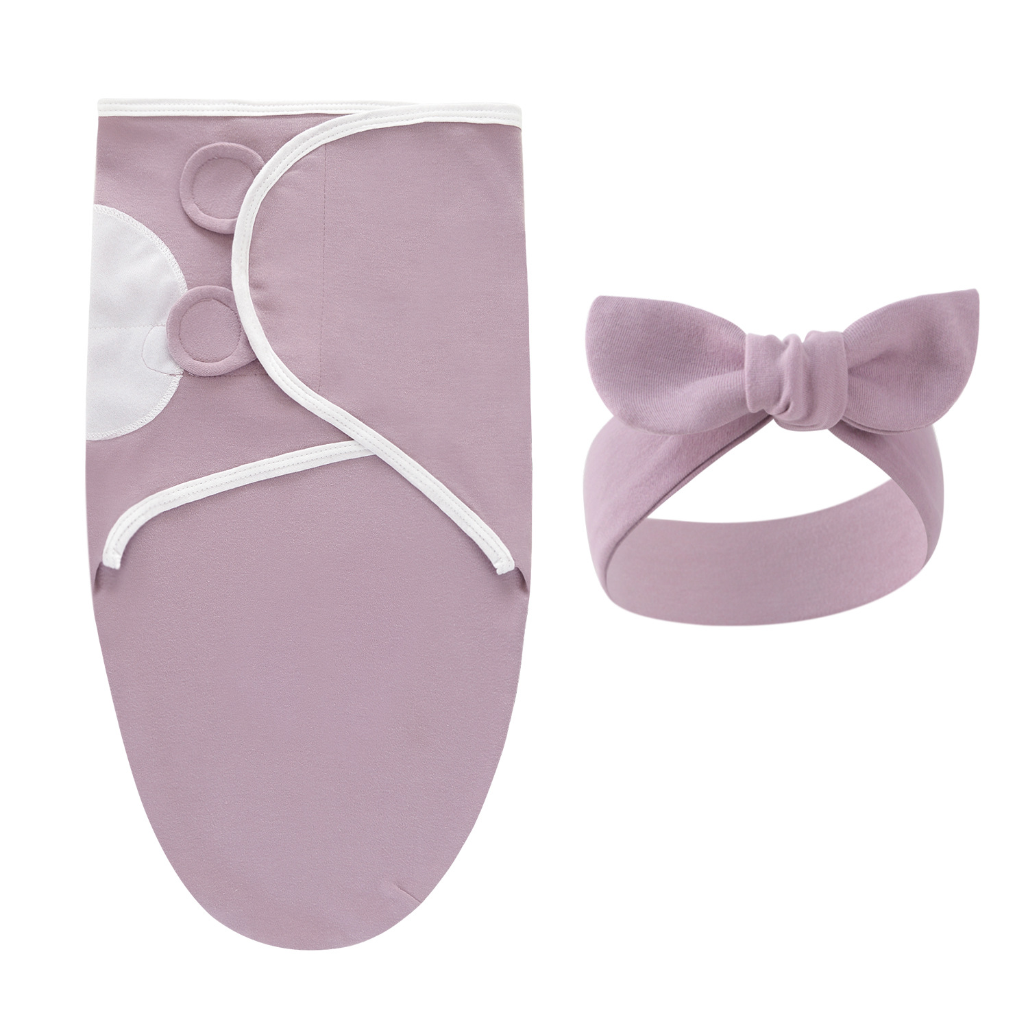 Newborn swaddle blanket, wrap, and headband set