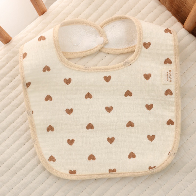 Baby Bib Class A Six-Layer Pure Cotton Gauze U-Shaped Children's Mealtime Bib Baby Anti-Spit-Up Bib with Back Snap Fastener