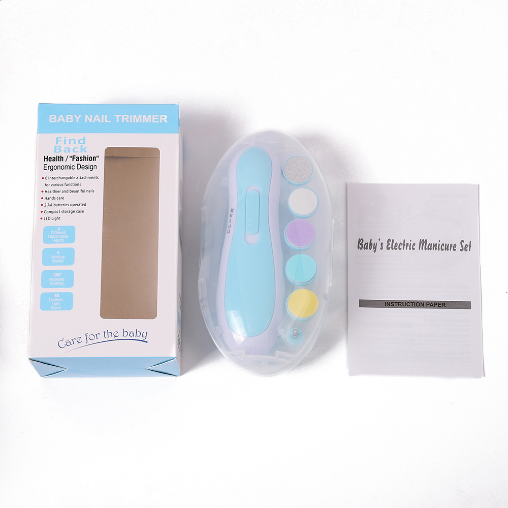 Baby Nail Clippers Baby Safe Electric Trimmer Nail File Kit for Newborn Infant Toddler Kids Toes and Fingernails - Care, Polish and Trim - 6 Grinding Heads and LED Light, Pink