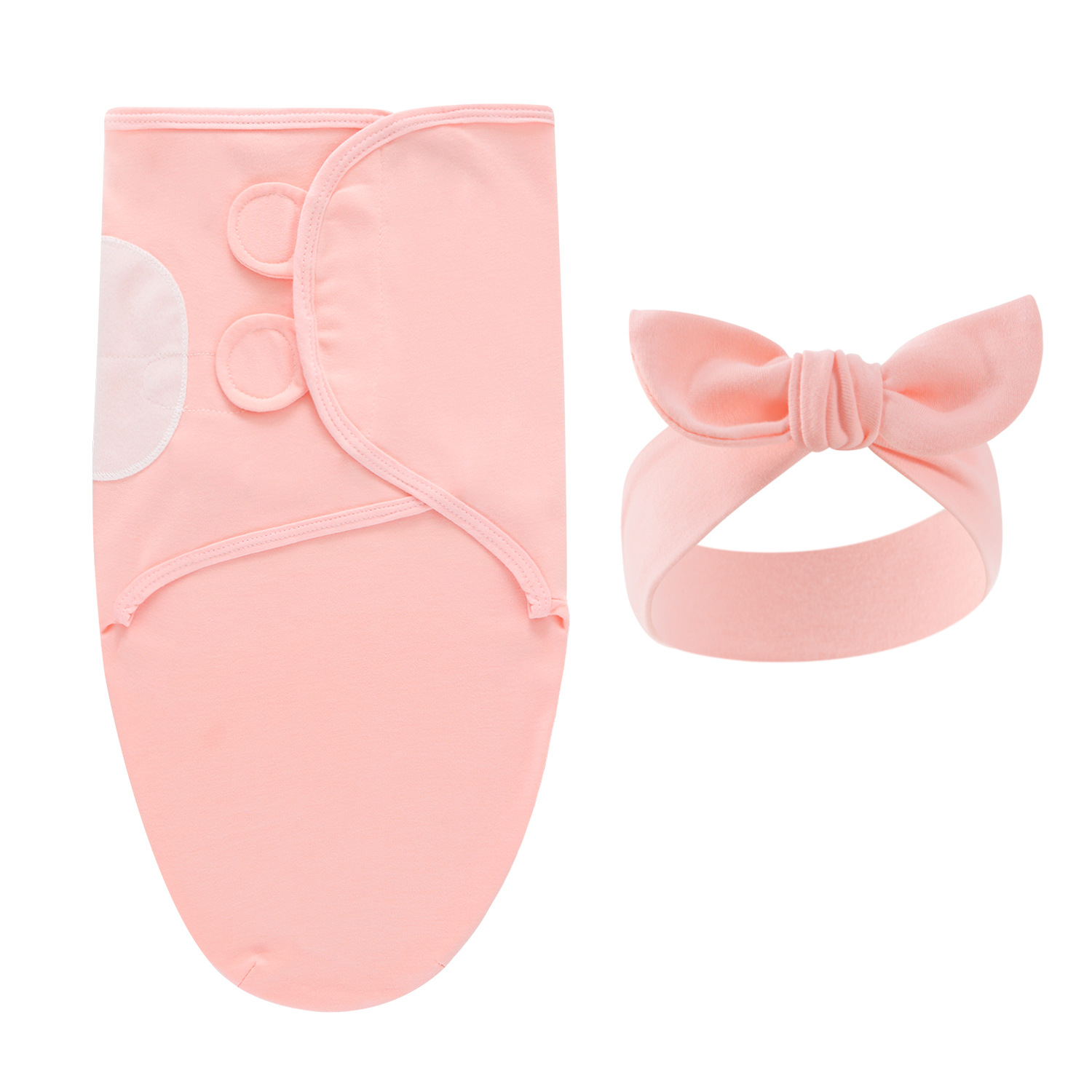 Newborn swaddle blanket, wrap, and headband set