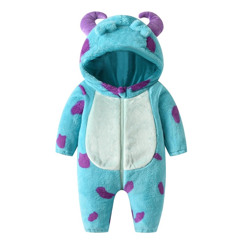 Dinosaur-Patterned Hooded Onesie
