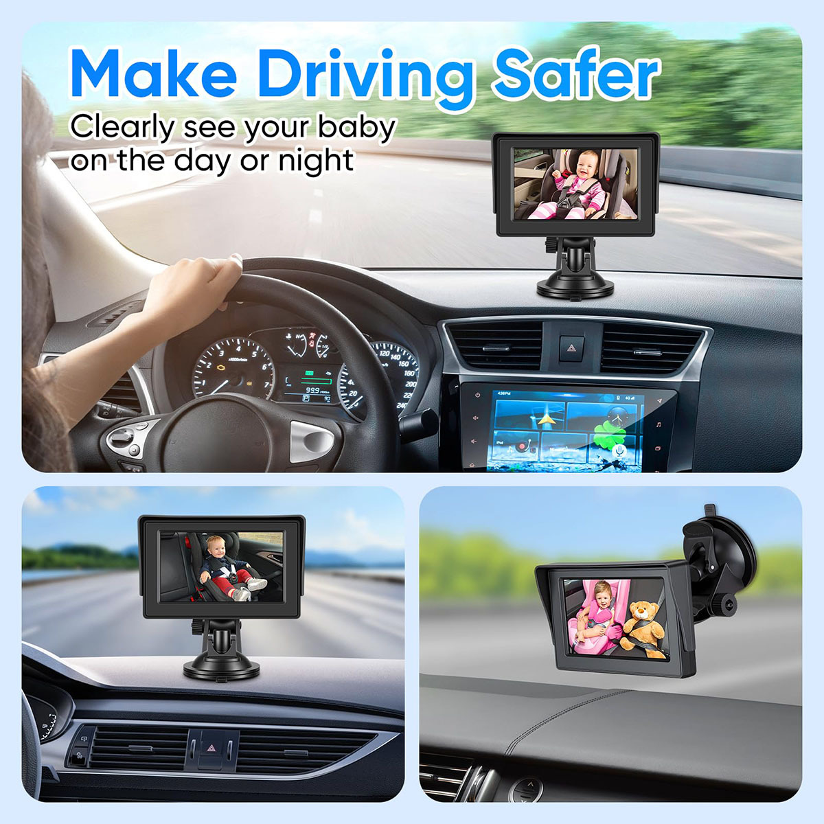 In-car baby monitoring display