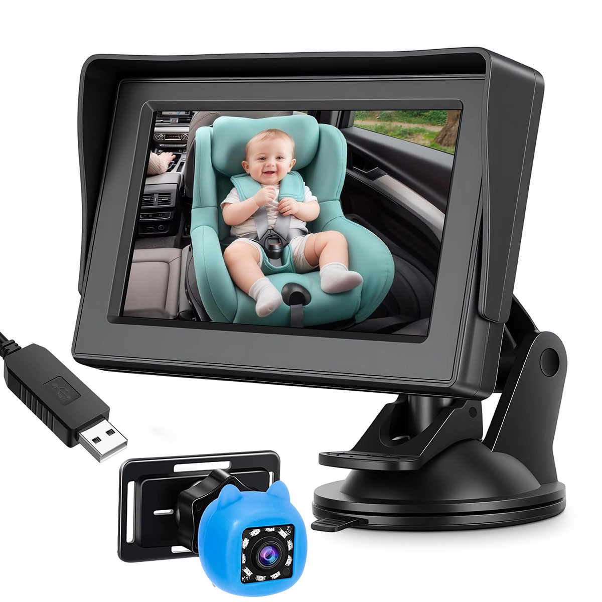 In-car baby monitoring display