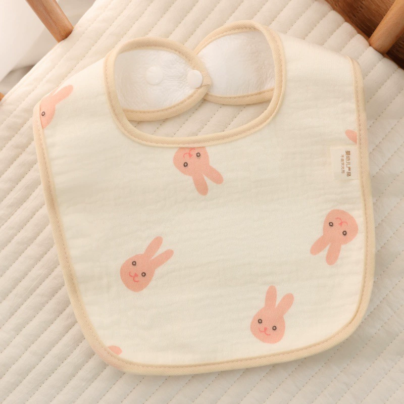 Baby Bib Class A Six-Layer Pure Cotton Gauze U-Shaped Children's Mealtime Bib Baby Anti-Spit-Up Bib with Back Snap Fastener