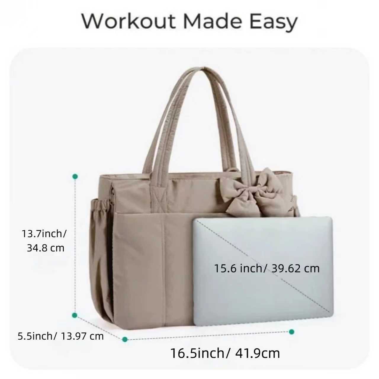 Independent Shoe Compartment Bow-Adorned Fashion Tote Bag for Women