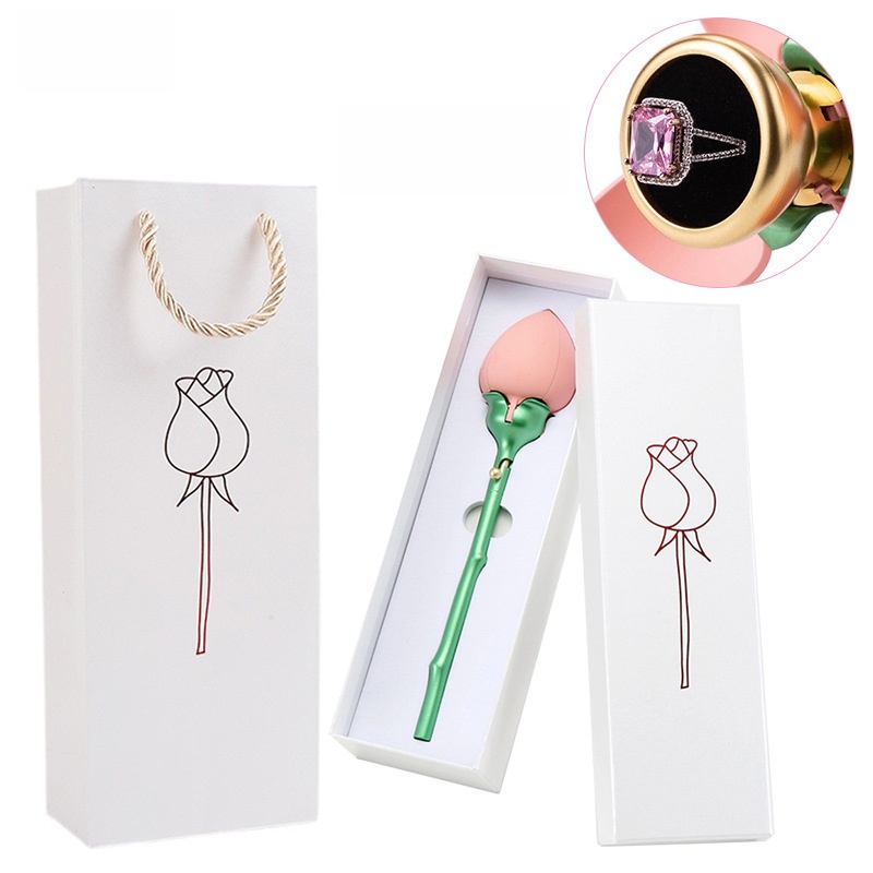 Rose gift box automatic jewelry box, Valentine's Day gift, ring and pendant jewelry box