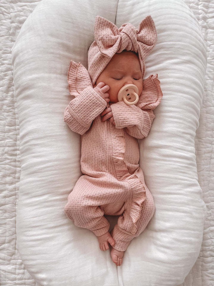 Baby Long-Sleeve Knit Waffle One-Piece