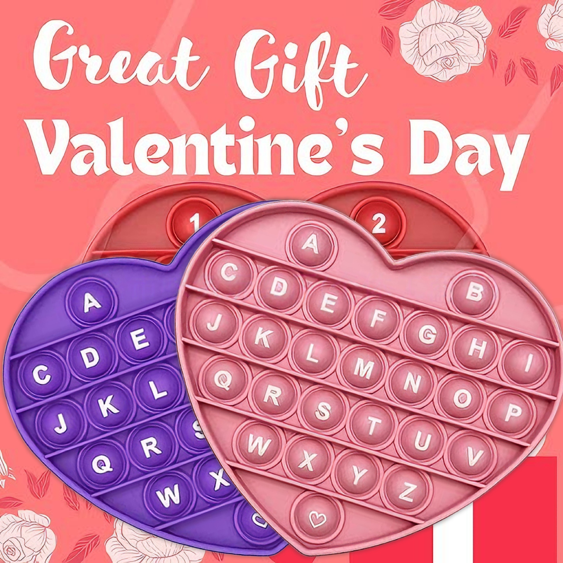 Large Heart-Shaped Alphabet Finger Bubble Fun Children's Valentine's Day Stuffing